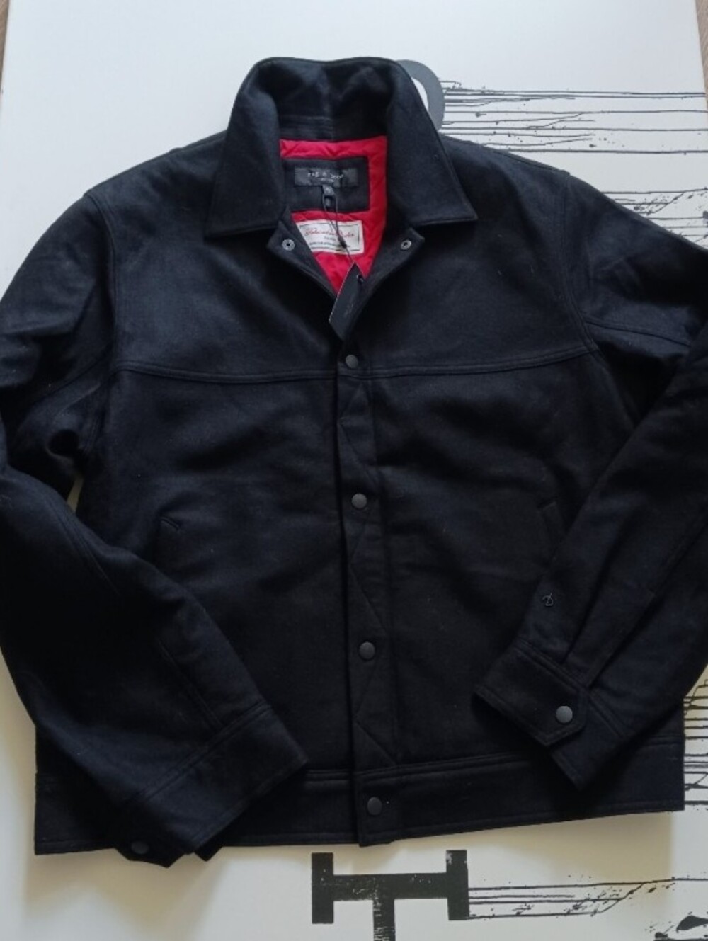 NWT Rag & Bone Takisada - Osaka Black Owen Japanese Wool Tracker, Jacket XL